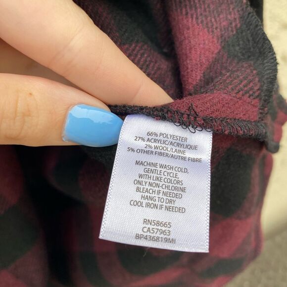 Nordstrom BP Purple black wool blend plaid button down shaket flannal XXS - Picture 5 of 5